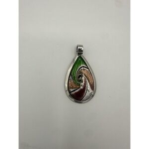 Art Glass Pendant Multicolor On Metal Base Multicolor